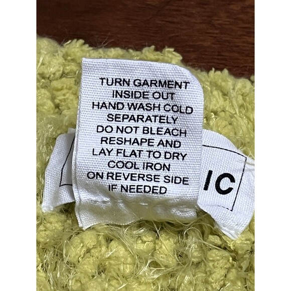 For The Republic Chunky Knit Neon Yellow Short Sleeve Sweater Women’s Medium - Picture 3 of 7